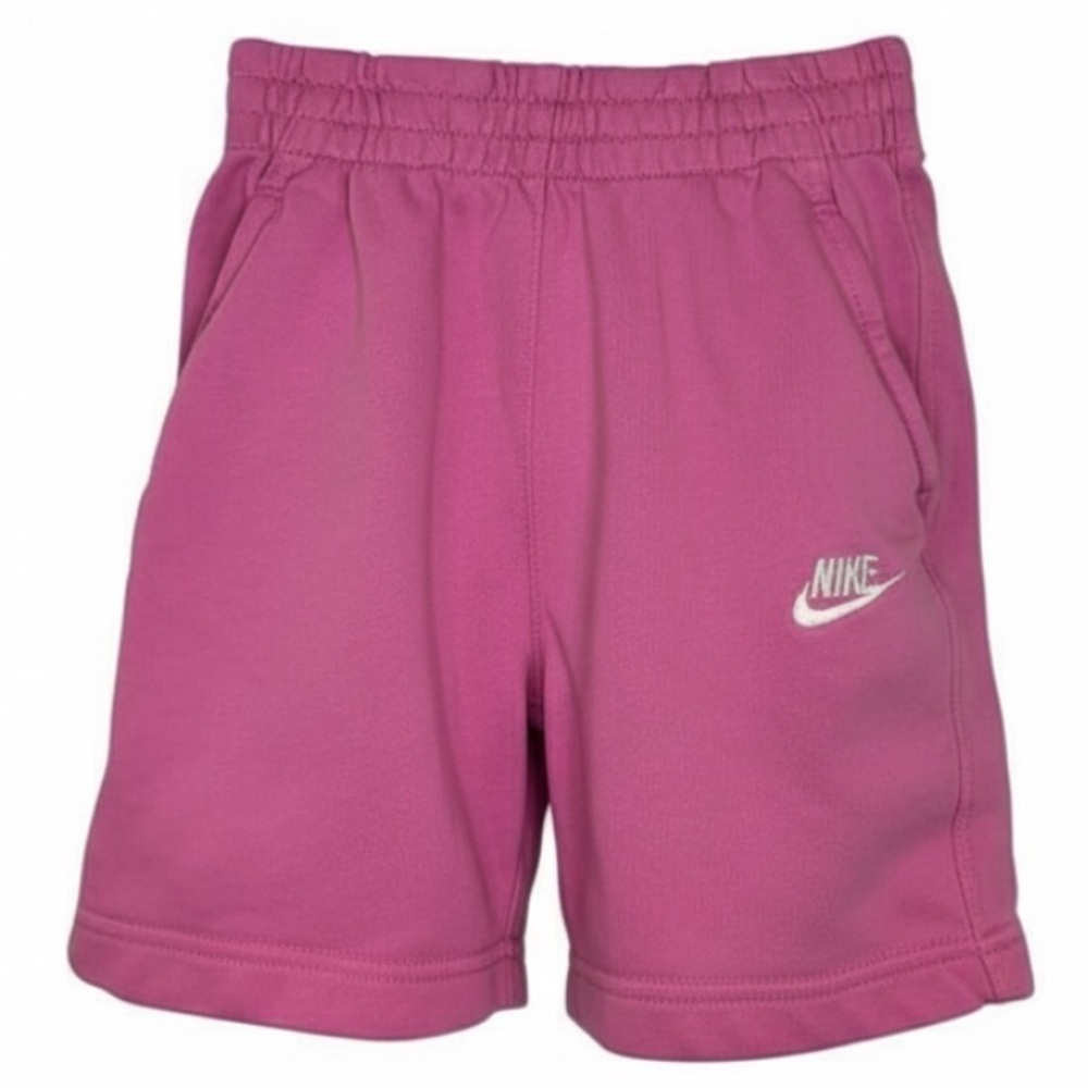 Nike Pink Shorts + White Embroidered Logo, Kids Size M